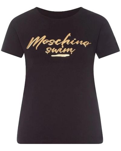 Moschino Swim Cotton Logo T -shirt - Zwart