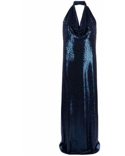 Blanca Vita Sequin Sequin Embellie Long Robe - Bleu