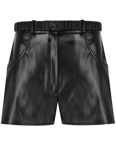 Elisabetta Franchi Leather Effect Shorts - Gray