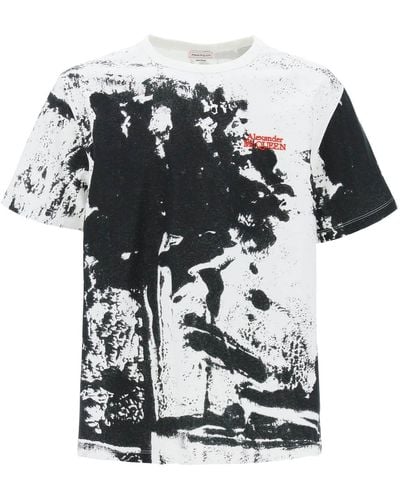 Alexander McQueen T-shirt stampa Fold - Nero