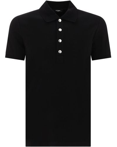 Balmain "tonaal Monogram" Poloshirt - Zwart