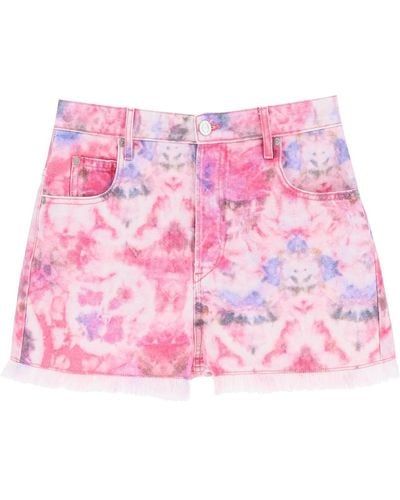 Isabel Marant 'Lesia' Binde Dye Denim Shorts - Pink