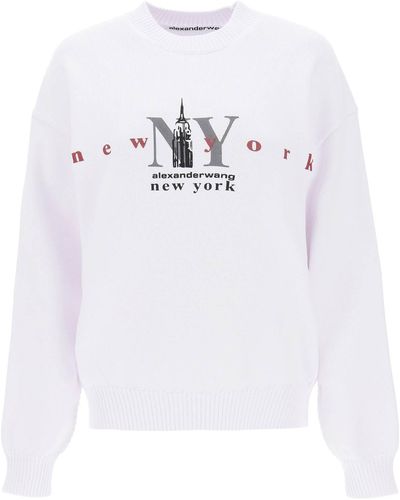 Alexander Wang NY Empire State Logo Baumwollpullover - Blanc