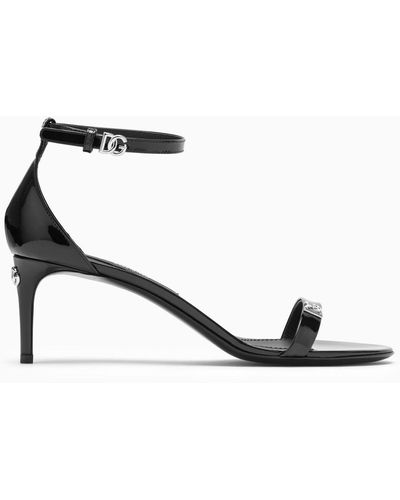Dolce & Gabbana Dolce&gabbana Patent Sandal With Logo - Black