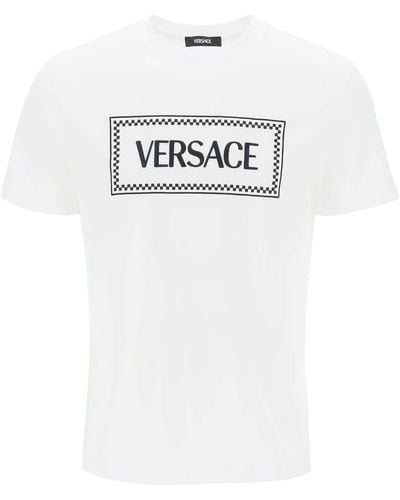 Versace Geborduurd Logo T -shirt - Wit