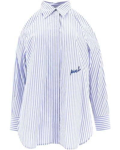 Pinko Striped Shirt With Shoulder Openings - Blue