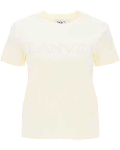 Lanvin T Shirt Con Logo Ricamato - Bianco