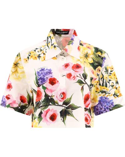 Dolce & Gabbana Bijgesneden Katoenen Shirt Met Giardino -print - Wit