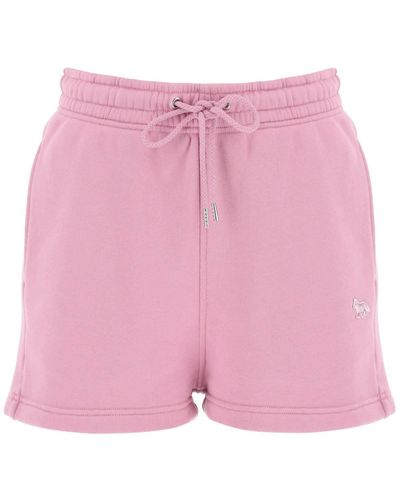 Maison Kitsuné "Baby Fox Sports Shorts With Patch Design - Pink