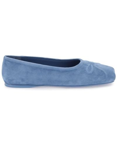 Marni Suede Little Bow Ballerina Shoes - Blue