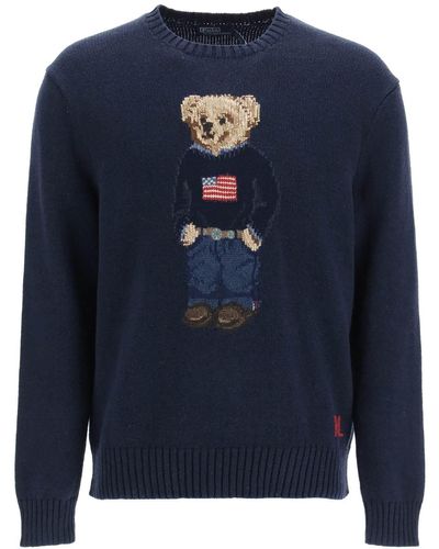 Polo Ralph Lauren Jacquard Polo Bear -pullover - Blauw