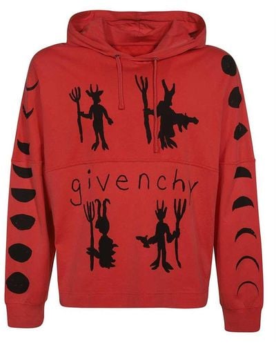 Givenchy Sudadera con capucha de algodón de - Rojo
