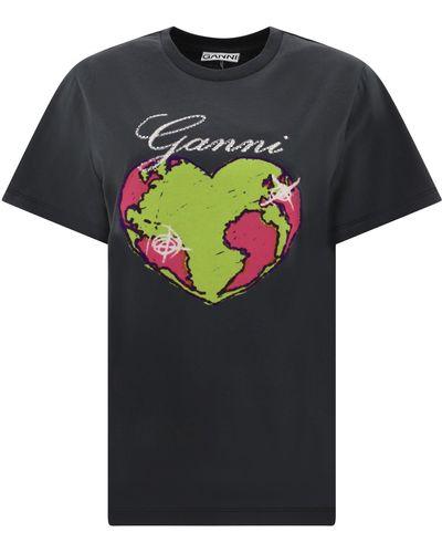 Ganni Heart T -shirt - Zwart