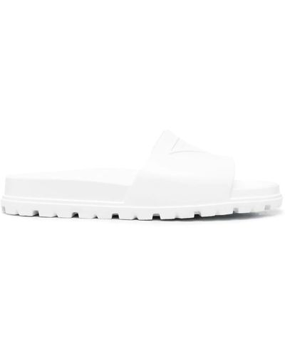 Prada Flats en caoutchouc de logo - Blanc