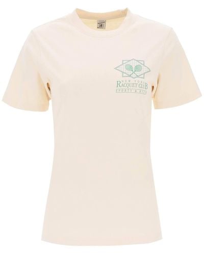 Sporty & Rich Sportreiches Rich 'NY Racquet Club' T -Shirt - Weiß