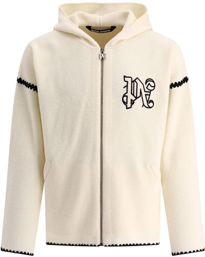 Palm Angels "Monogram Zipped" Sweater - Natural