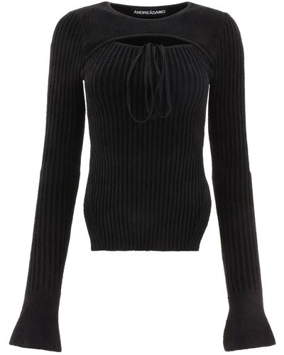 ANDREADAMO Cord ausschneiden Pullover aus - Nero