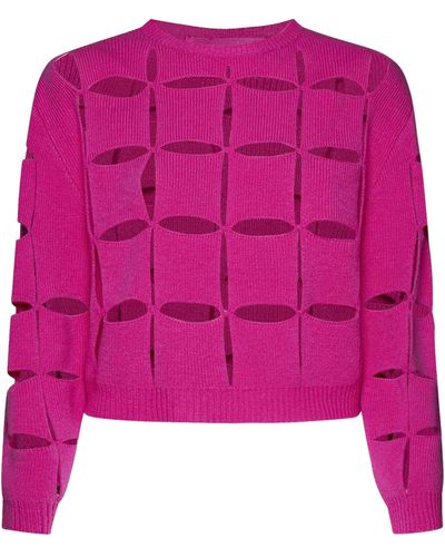 Valentino Cortado suéter de lana - Rosa