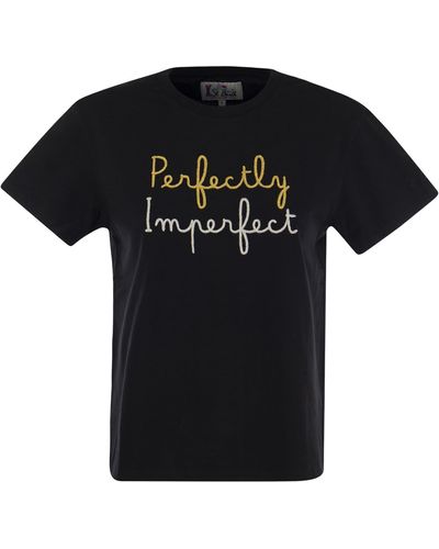 Mc2 Saint Barth T -shirt Met Perfect Imperfect Borduurwerk Aan De Voorkant - Zwart
