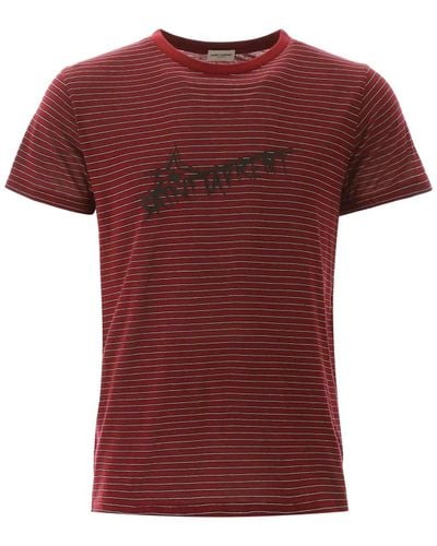 Saint Laurent T-Shirt mit Logo aus Baumwolle - Rot