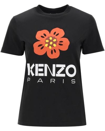 KENZO T -shirt Mit Boke Blumendruck - Zwart