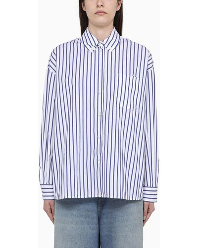 IVY & OAK Betany Lilly Striped Cotton Button Down Shirt - Blue