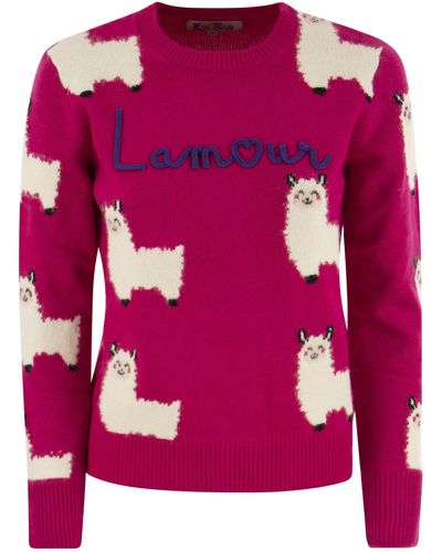 Mc2 Saint Barth Wool-Blend Sweater With Embroidery - Pink