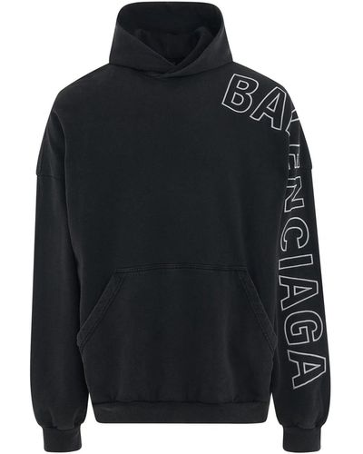 Balenciaga Umriss Logo Hoodie Sweatshirt - Schwarz