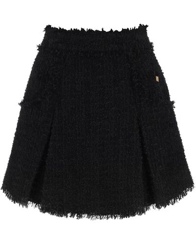 Balmain Uitlopende Tweed Minirok - Zwart