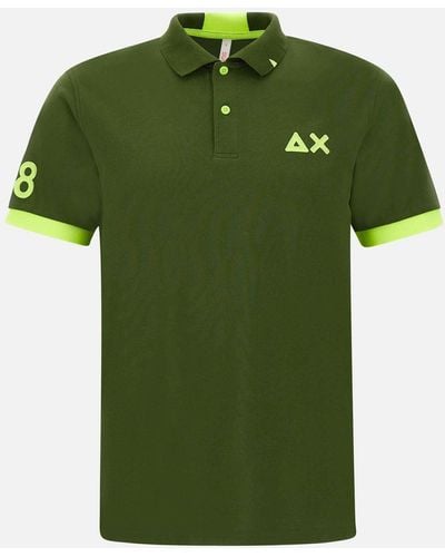 Sun 68 Fluo Logo Military Green Polo Shirt - Grün