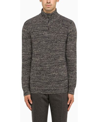 Loro Piana Melange Cashmere Turtleneck Sweater - Gray
