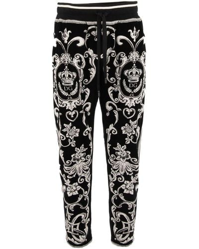 Dolce & Gabbana Pantalones de trote de terciopelo - Negro
