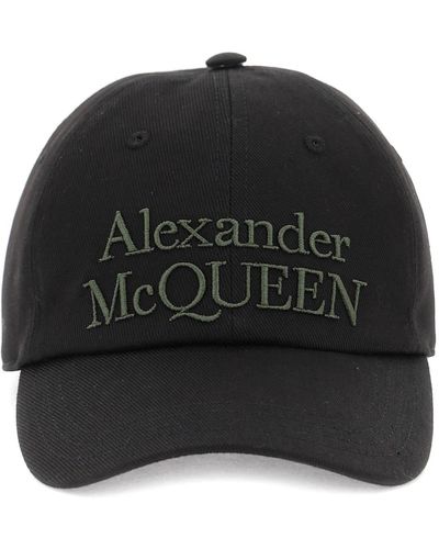 Alexander McQueen Baseball Cap mit bestickten Logo - Schwarz