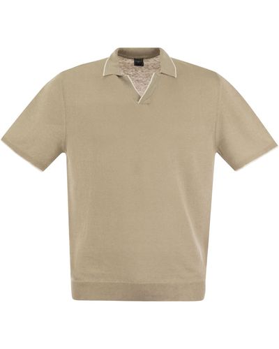 Fedeli Polo Shirt With Open Collar - Natural