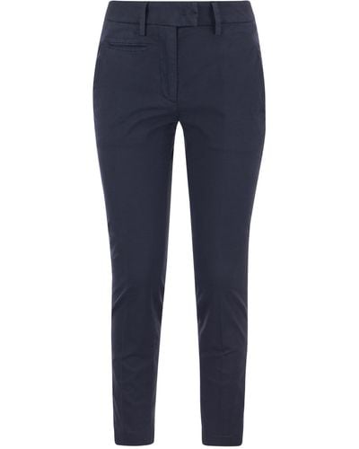 Dondup Perfect Slim Fit Cotton Gabardine pantalones - Azul