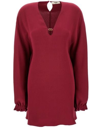Fendi Cady Silk Dress - Red