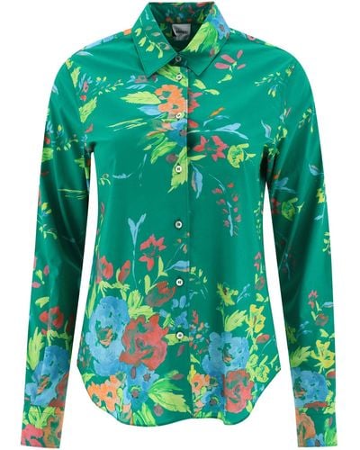 Aspesi Shirt Met Bloemenprint - Groen