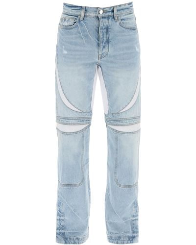 Amiri Jeans MX 3 avec inserts en maille - Bleu