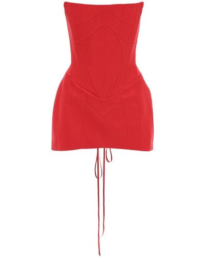 Dilara Findikoglu Mini Bubble Cut Corset Style Dress - Rood