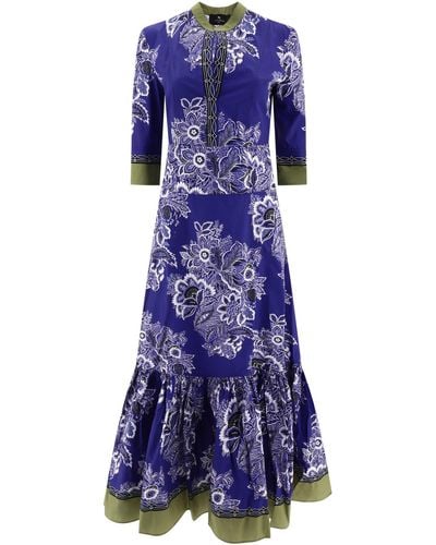 Etro Bandana Bouquet Dress - Blue
