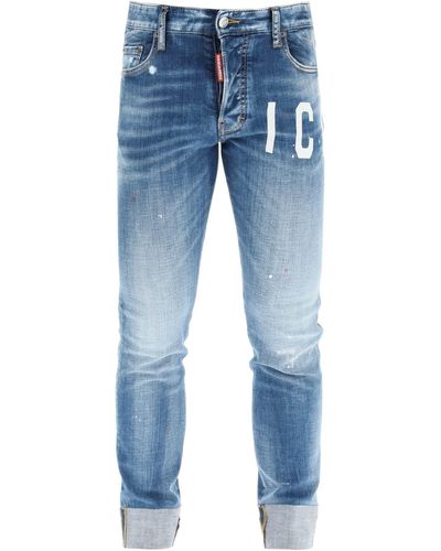 DSquared² Icon Skater Fit Jeans mit mittlerer Waschung Blue Denim - Blau