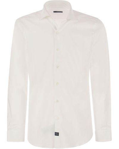Fay Stretch French Collar Shirt - White