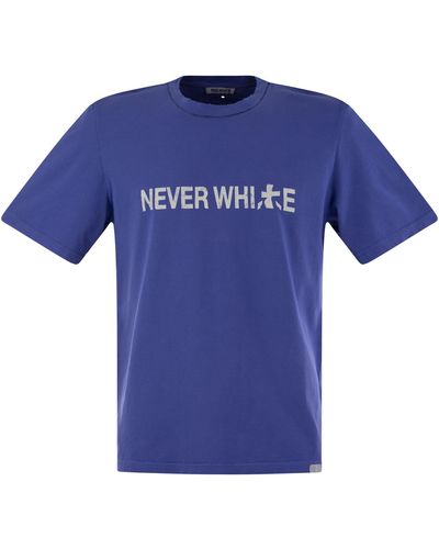 Premiata Never White Cotton T Shirt - Azul