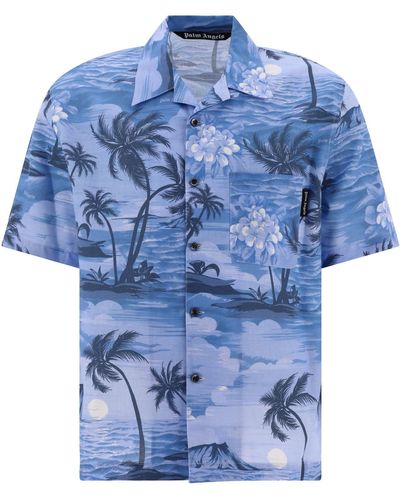 Palm Angels "sunset Bowling" Shirt - Blauw
