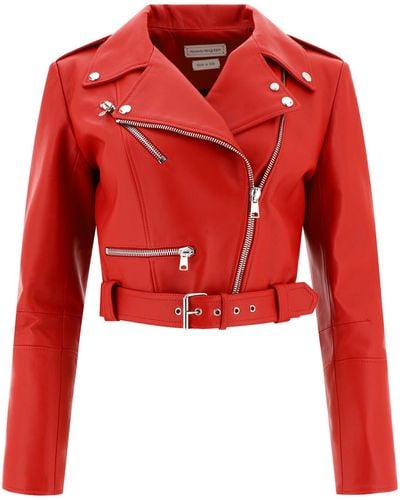 Alexander McQueen "Biker Crop" Jacket - Red