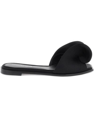 Alexander McQueen Slides con dettaglio in seta - Nero