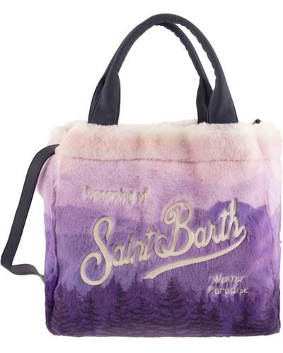 Mc2 Saint Barth Colette Soft und pelzige Handtasche mit Druck - Lila