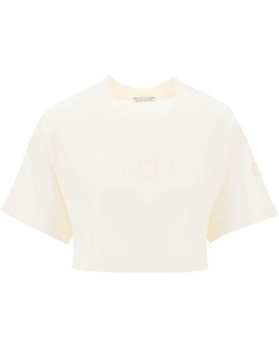 Moncler T-shirt avec logo à paillettes - Blanc