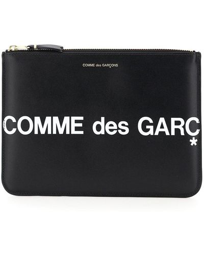 Comme des Garçons Comme Des Garcons Wallet Leather Pouch With Logo - Black