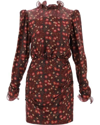 Saloni Rina B Mini -jurk In Jacquard Silk - Rood